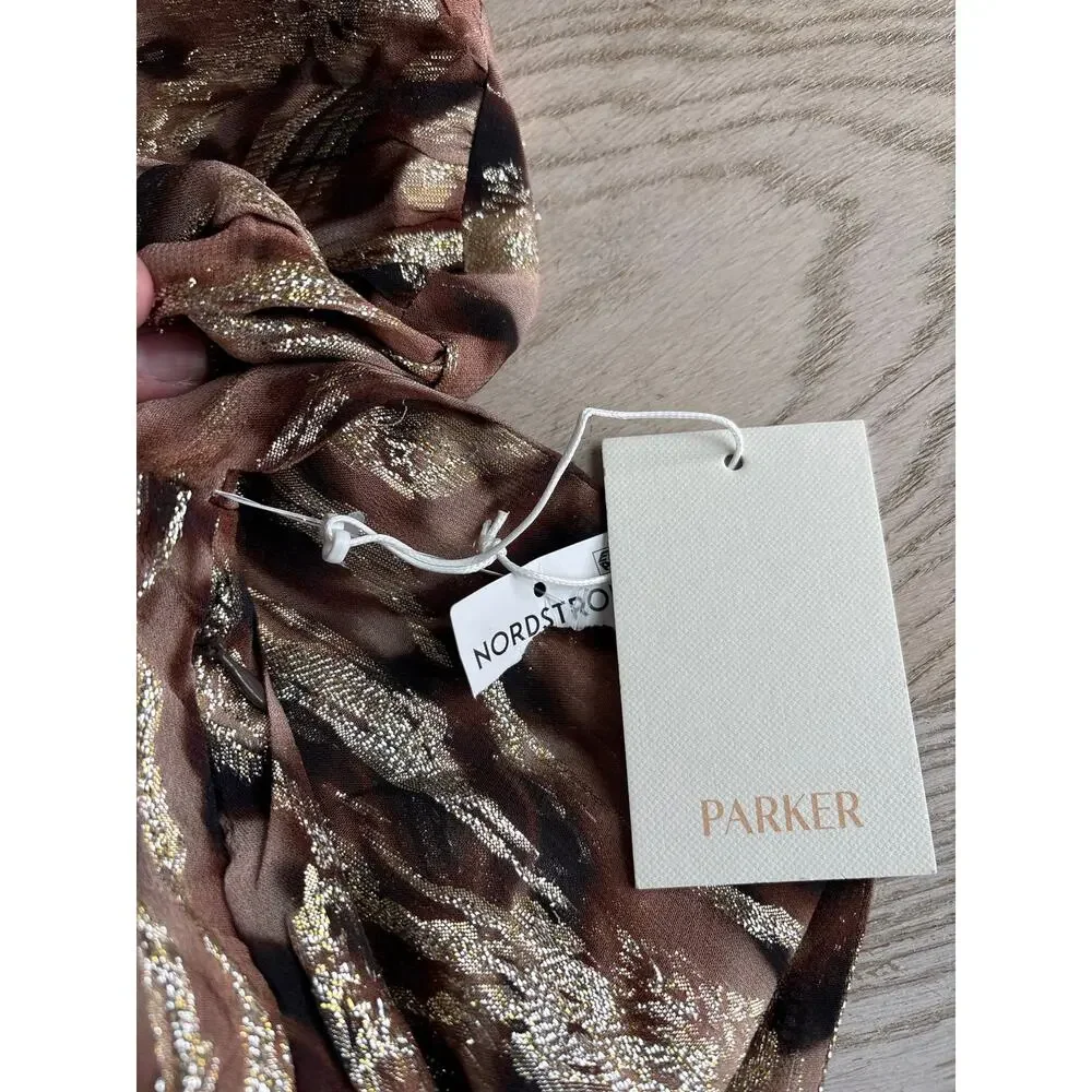 NWT Parker NY Snake Print Wrap Blouse Size S Viscose Lurex